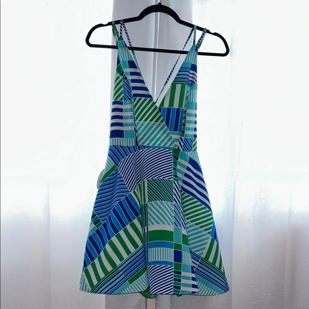 Mustard Seed Blue and Green Striped Mini Dress